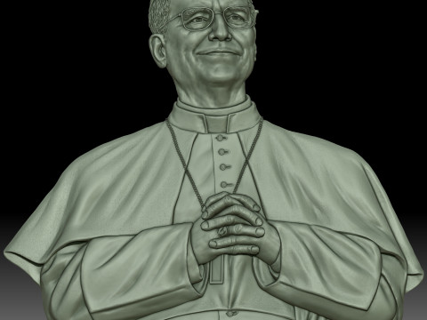 Pope Leo XIV portrait high bas-relief Modèles 3D en vedette