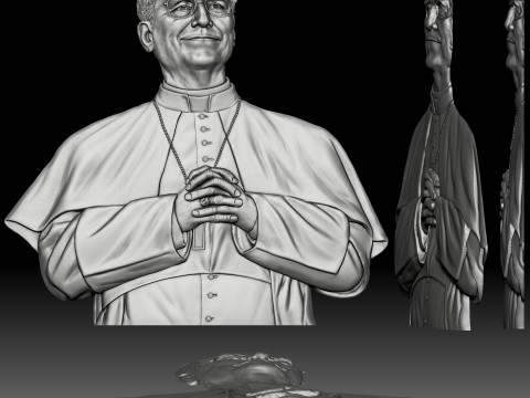 Pope Leo XIV portrait high bas-relief 3D 打印模型
