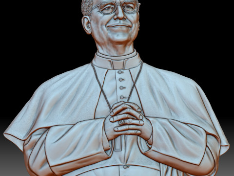 Pope Leo XIV portrait high bas-relief 3D 打印模型