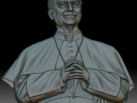 Pope Leo XIV portrait high bas-relief 3D 打印模型