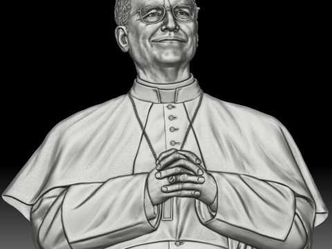 Pope Leo XIV portrait high bas-relief 3D 打印模型