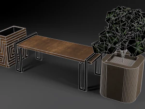 spiral urn and bench 3D Model
