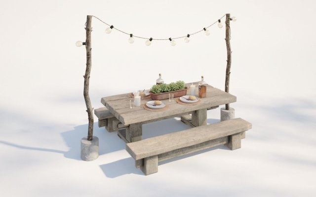 dining bench Modello 3D .c4d .max .obj .3ds .fbx .stl .blend