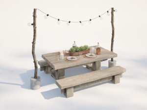 dining bench 3D 模型