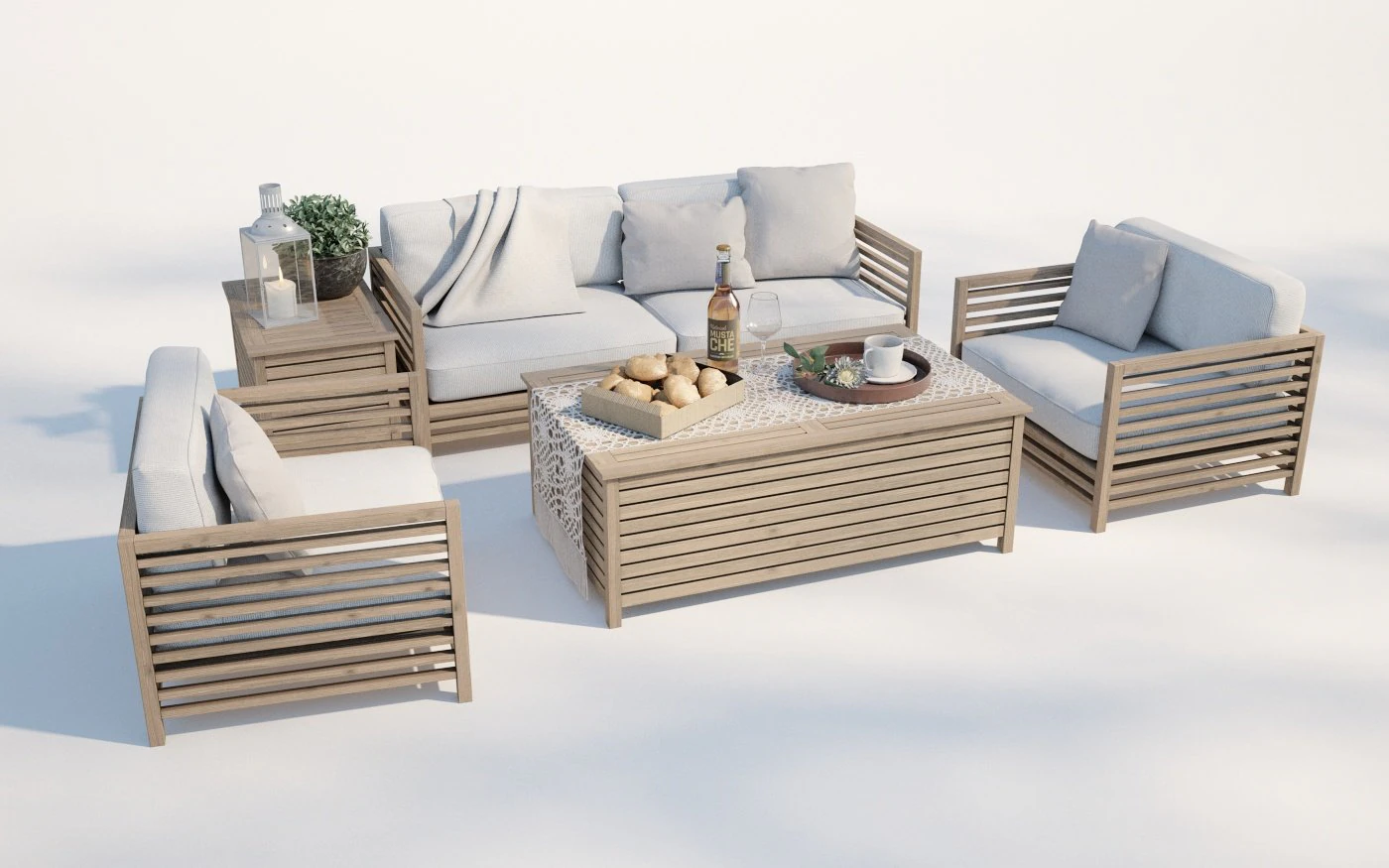 wooden sofa 3D Model .c4d .max .obj .3ds .fbx .stl .blend 