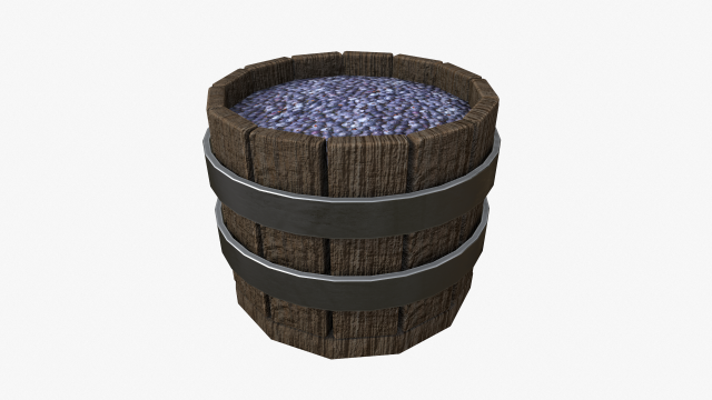 wooden basket with blueberry 3D मॉडल .c4d .max .obj .3ds .fbx .stl .blend
