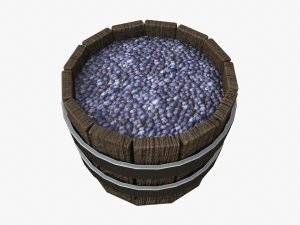 wooden basket with blueberry 3D मॉडल