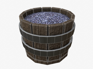 wooden basket with blueberry 3D मॉडल