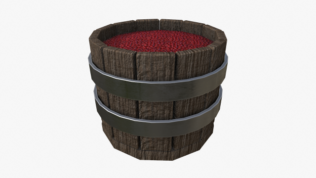 wooden basket with cherry 3D मॉडल .c4d .max .obj .3ds .fbx .stl .blend 