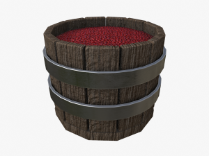 wooden basket with cherry Model 3D