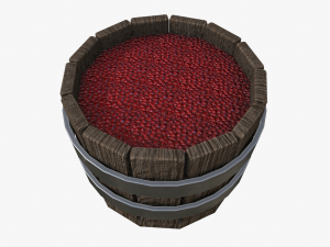 wooden basket with cherry 3D मॉडल