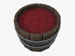 wooden basket with cherry 3D Model