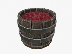 wooden basket with cherry 3D मॉडल