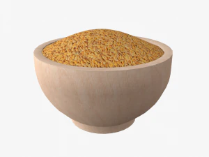 risone in una ciotola di legno Modello 3D