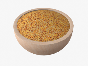 paddy in wooden bowl Modelo 3D
