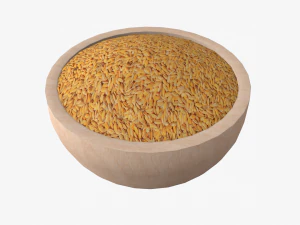 paddy in wooden bowl 3D Model