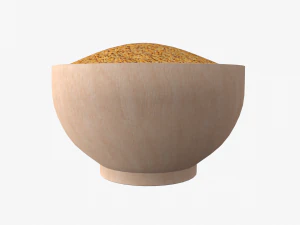 paddy in wooden bowl 3D Model