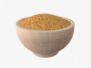 paddy in wooden bowl 3D Model