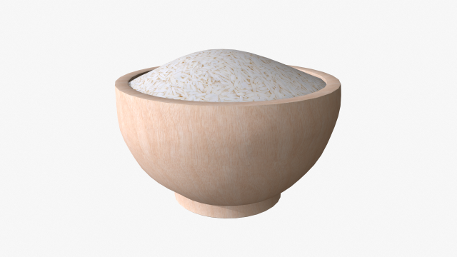 rice in wooden bowl 3D 模型 .c4d .max .obj .3ds .fbx .stl .blend 