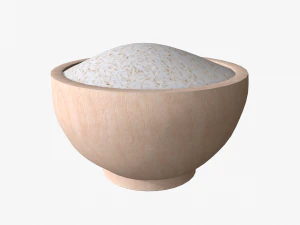 rice in wooden bowl 3D Model