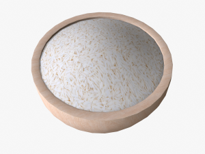 rice in wooden bowl 3D 模型