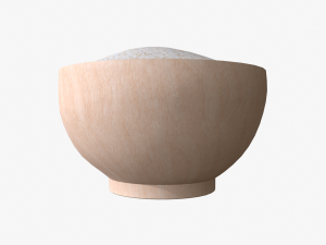 rice in wooden bowl 3D 模型