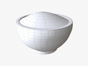 rice in wooden bowl 3D 模型