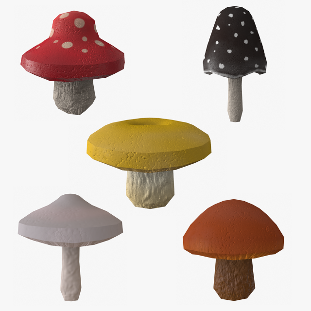 mushroom pack 3D Model .c4d .max .obj .3ds .fbx .stl .blend 