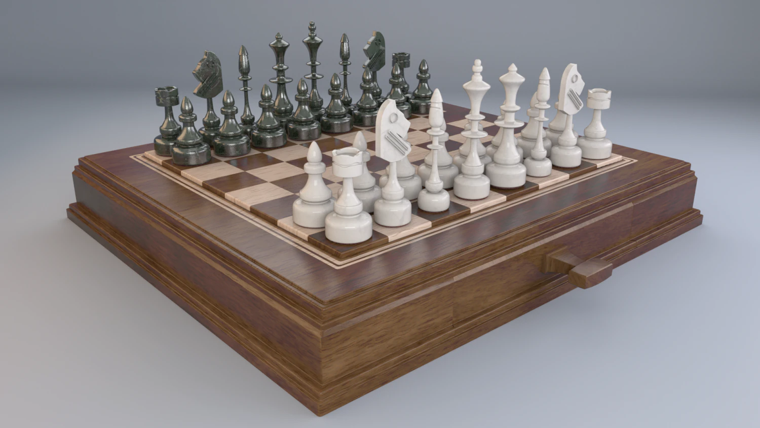 chess set 3D Model .c4d .max .obj .3ds .fbx .stl .blend