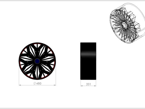 Wheel Sport Car-A0013 3D Model