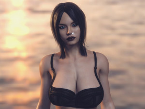 busty brunette in black lingerie 3D Модель