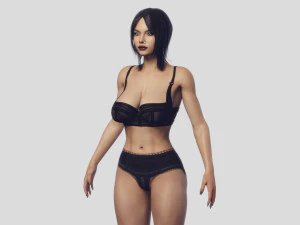 cycata brunetka w czarnej bieliźnie Model 3D