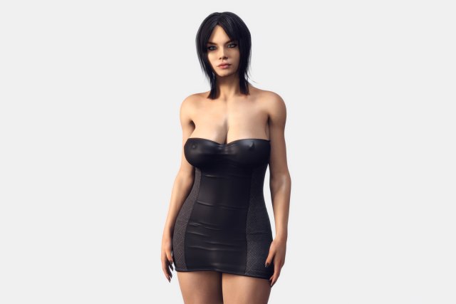 woman iny black dress 3D 模型 .c4d .max .obj .3ds .fbx .stl .blend 