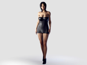 woman iny black dress 3D 模型