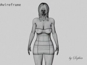 woman iny black dress 3D 模型