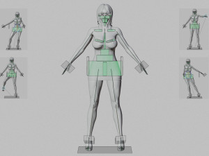 woman iny black dress 3D 模型