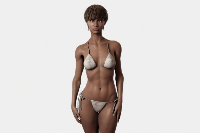black woman fit in bikini 3D Model .c4d .max .obj .3ds .fbx .stl .blend