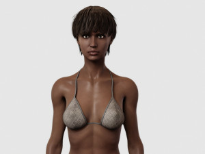 black woman fit in bikini 3D Model