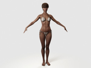 black woman fit in bikini 3D Model