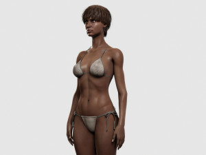 black woman fit in bikini 3D Model