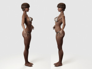 black woman fit in bikini 3D Model