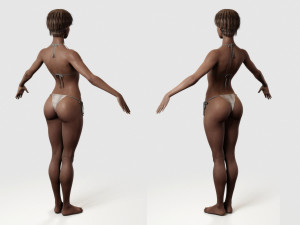 black woman fit in bikini 3D Model