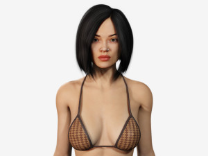 rigged asian style woman wearing bikini 3D Model