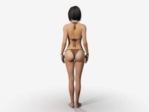 rigged asian style woman wearing bikini 3D Model