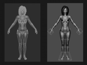 rigged asian style woman wearing bikini 3D Model