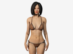 rigged asian style woman wearing bikini 3D Model