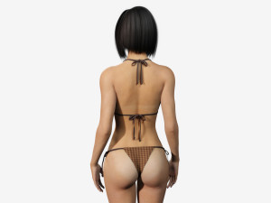 rigged asian style woman wearing bikini 3D Model