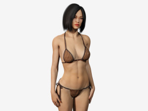 rigged asian style woman wearing bikini 3D Model