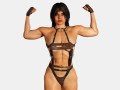 bodybuilder woman in leather suit 3D 模型