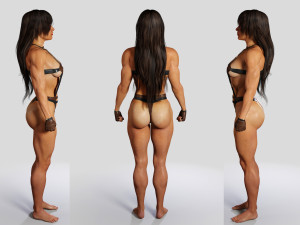 bodybuilder woman in leather suit 3D Модель